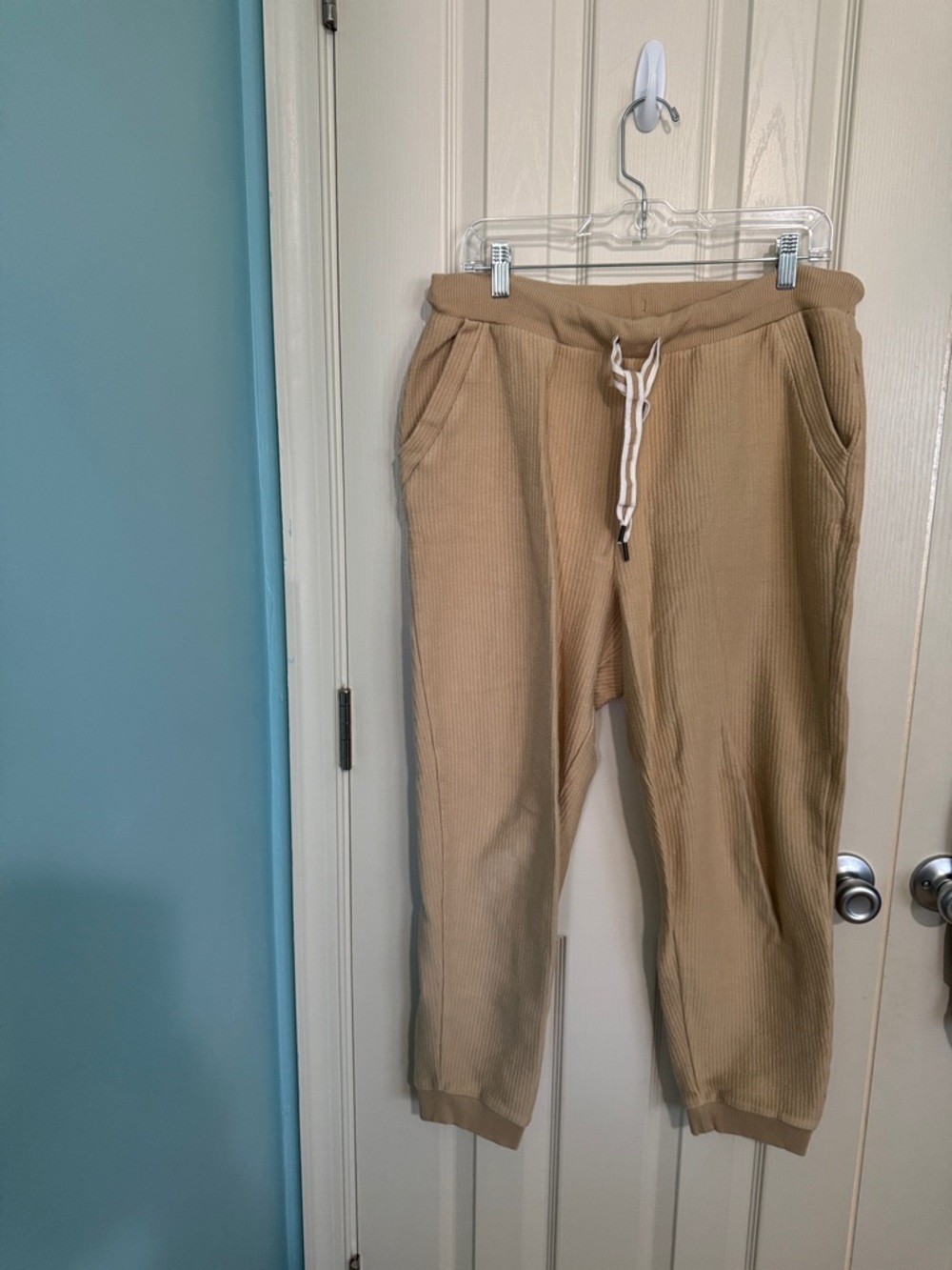 aerie Ribbed Tan Drawstring Joggers